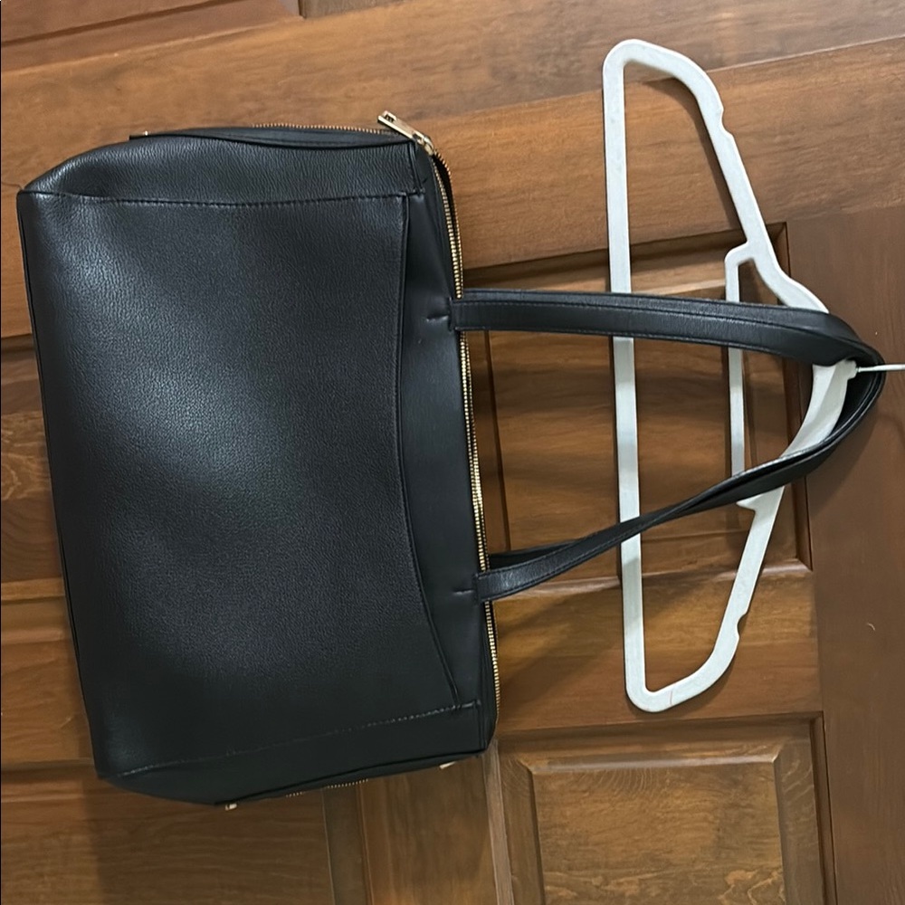 a new day Black Tote Bag with Gold Accents